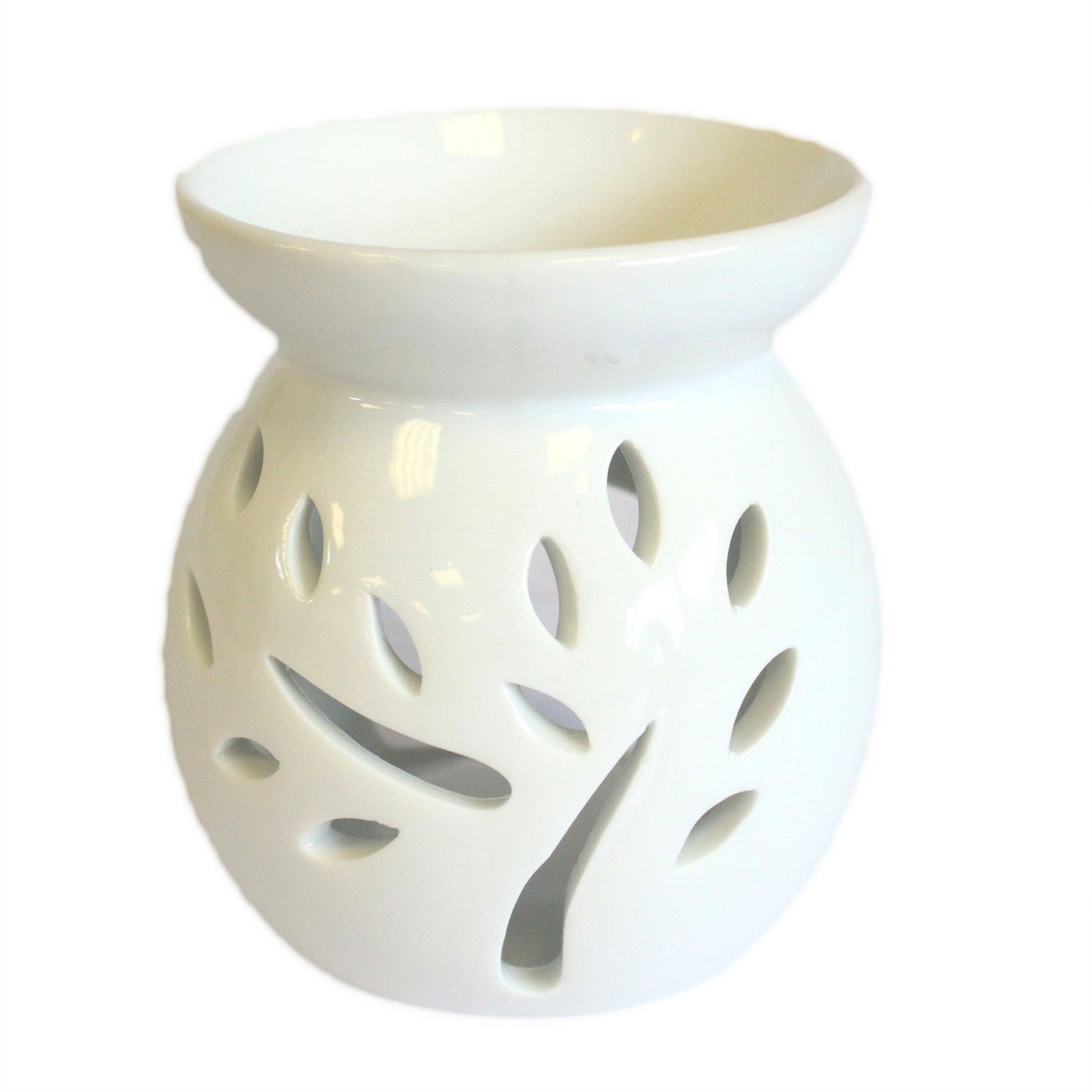 Ceramic White Oil Burner - Tree Cut-out