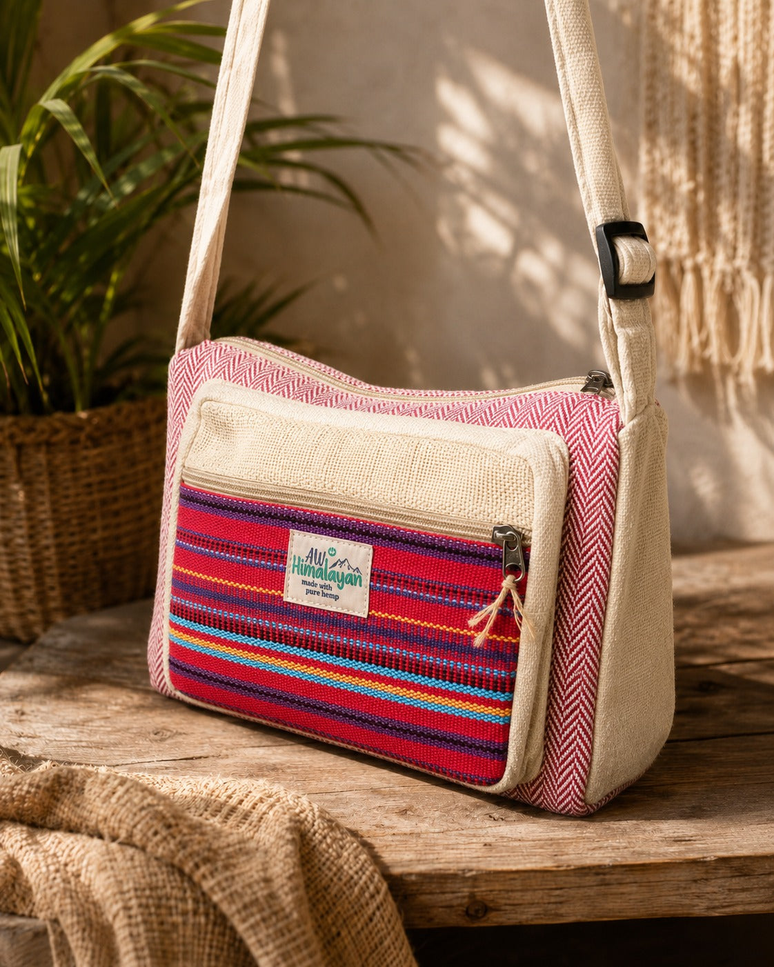 Messenger Bag – Hemp & Cotton (pink)