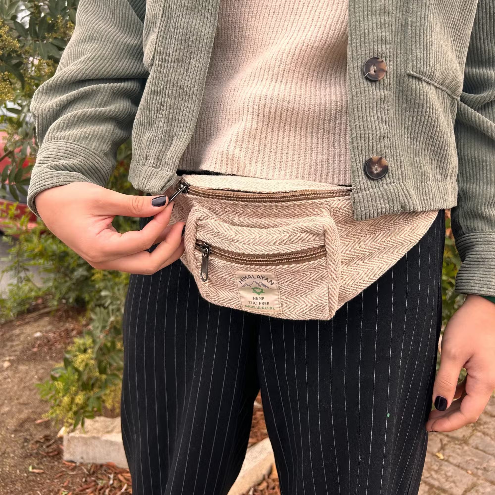 Cotton Hemp Style Belt (Fanny) Bag - Natural