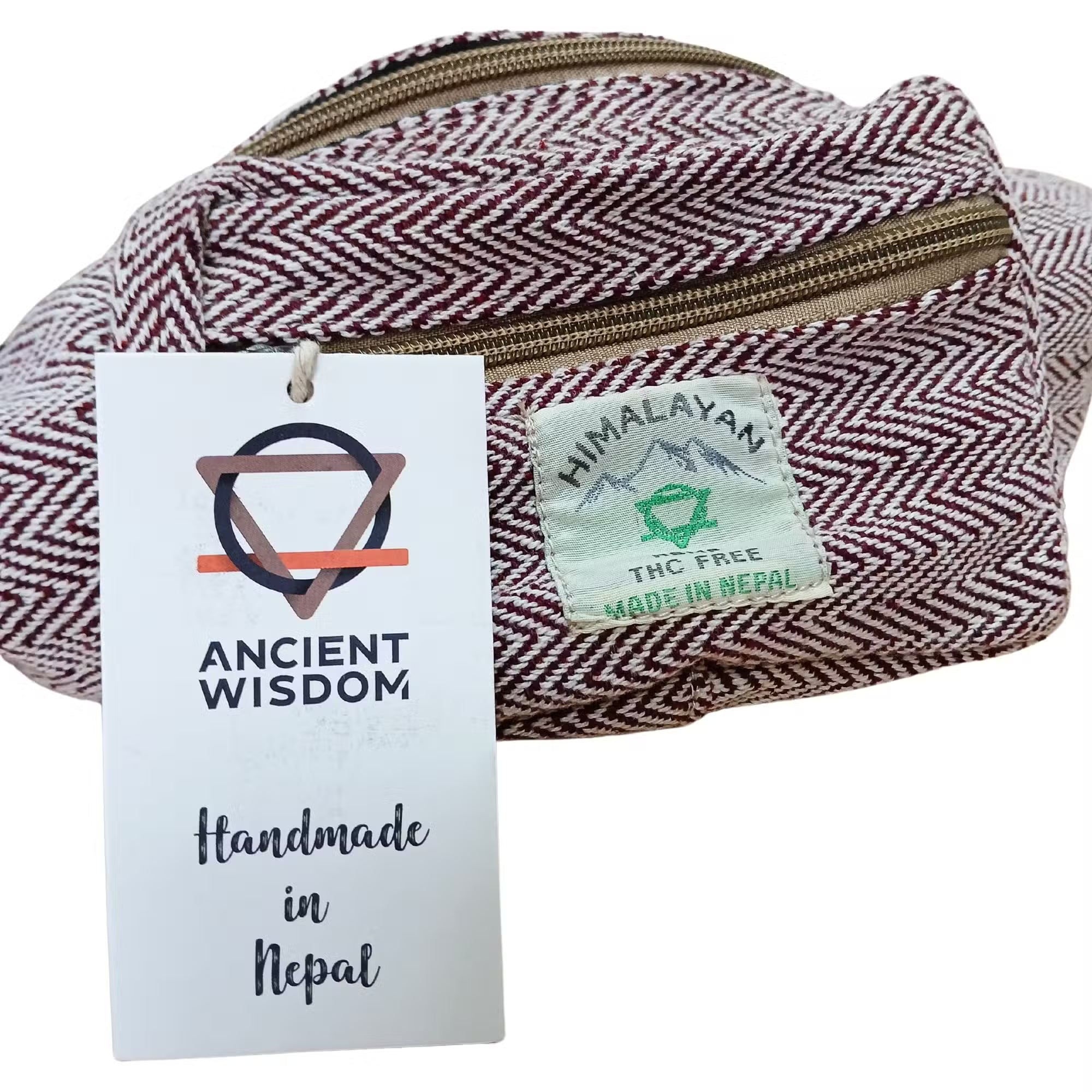 Cotton Hemp Style Belt (Fanny) Bag - Wine