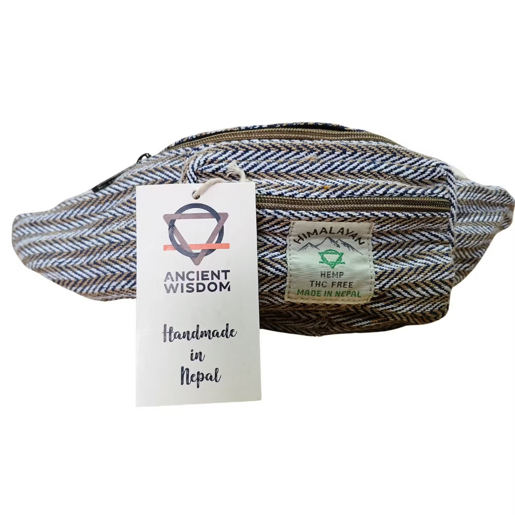 Cotton Hemp Style Belt (Fanny) Bag - Blue