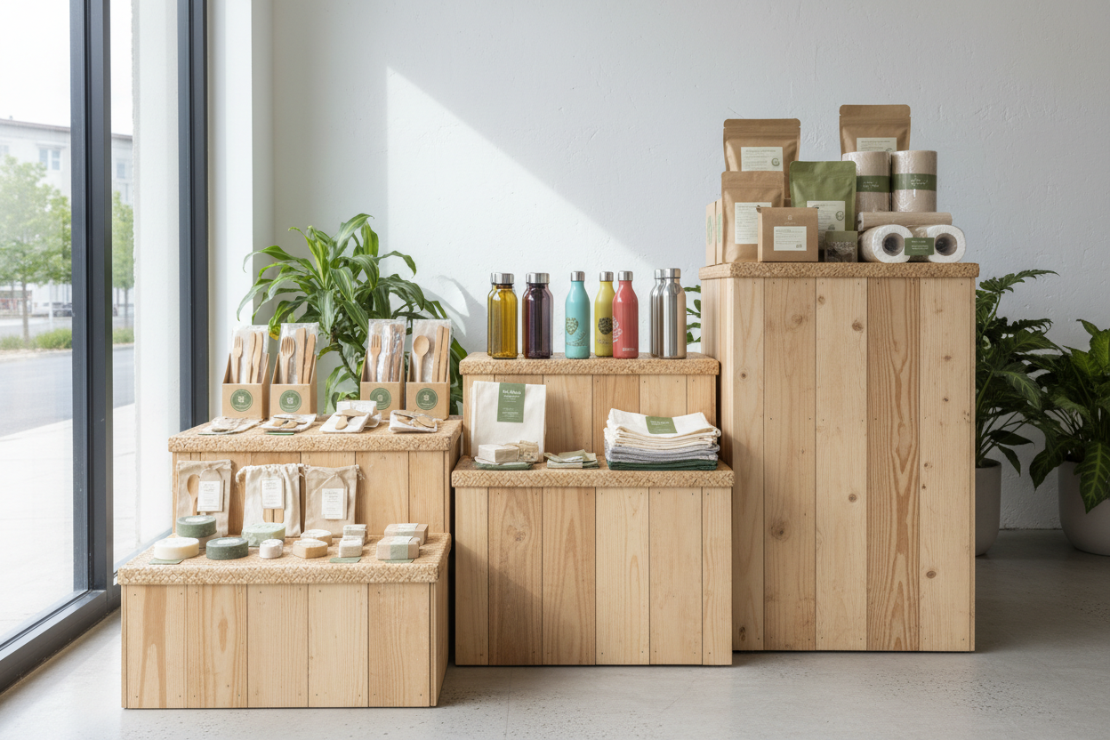 small, med, & large ecostands with eco friendly products